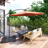 10FT  Hanging Outdoor Patio Umbrella W/ Cross Base