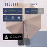 10FT  Hanging Outdoor Patio Umbrella W/ Cross Base