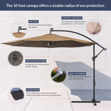10FT  Hanging Outdoor Patio Umbrella W/ Cross Base