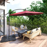 10FT  Hanging Outdoor Patio Umbrella W/ Cross Base