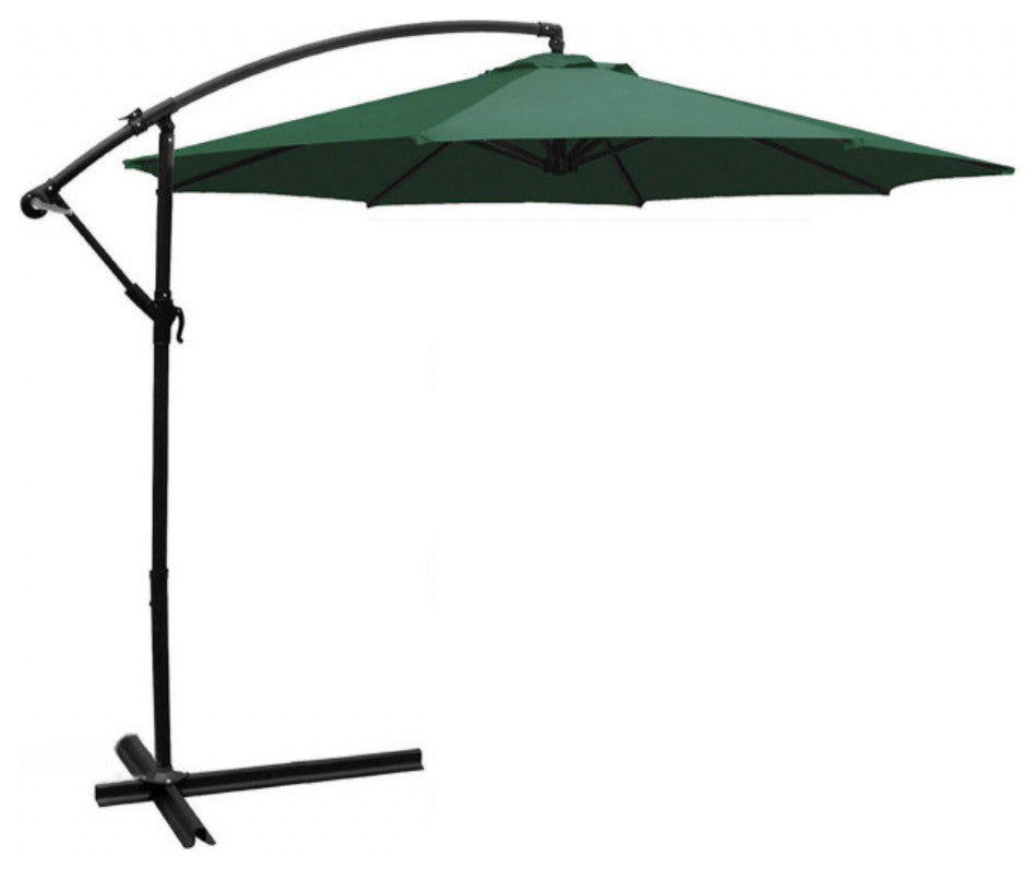 10FT  Hanging Outdoor Patio Umbrella W/ Cross Base