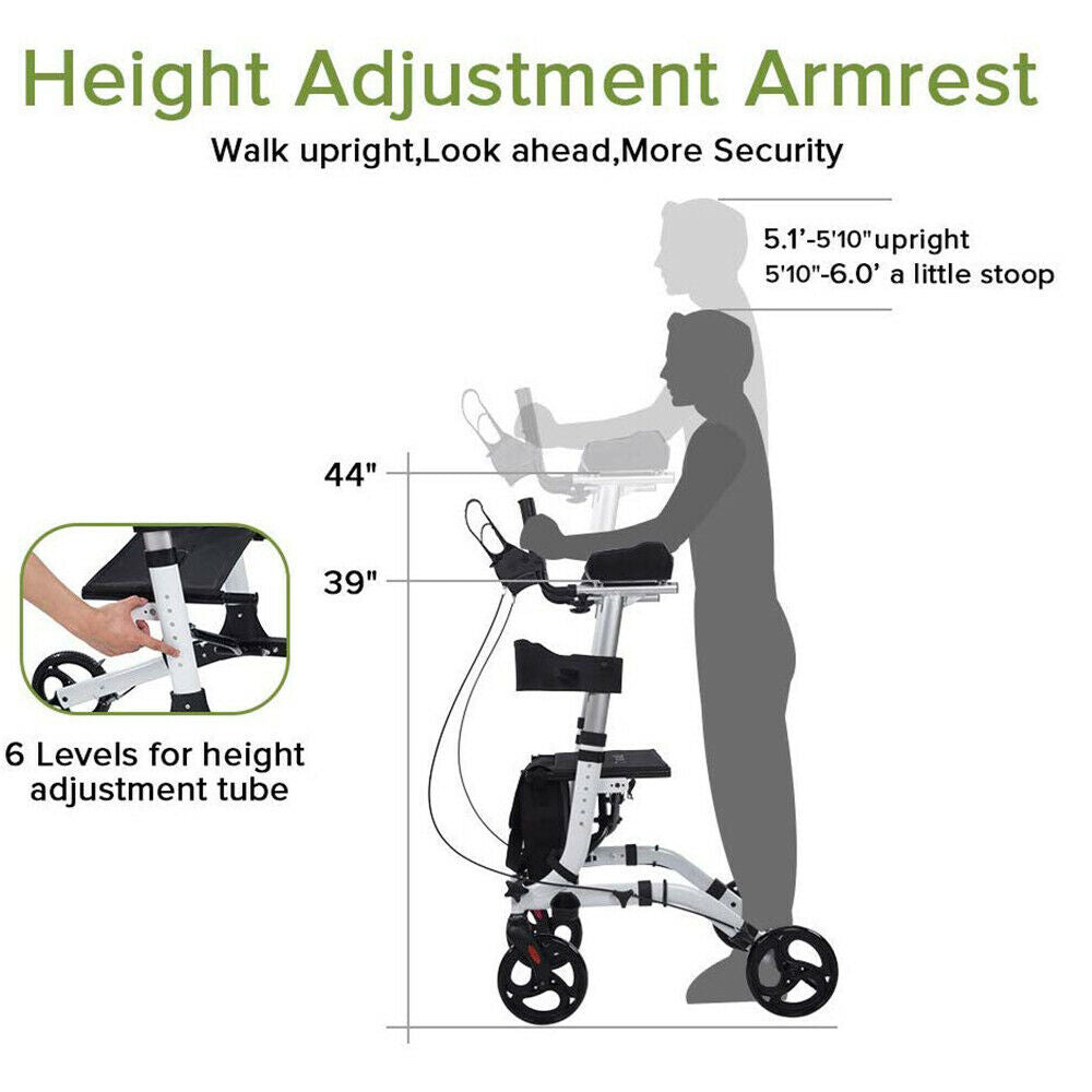 Upright Rollator Walker, Stand Up Rolling Walker with 8” Wheels - Generu - Generu