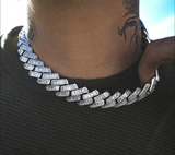 Premium 15mm Rhinestone Miami Cuban Link Chain in 14K White Gold Plating (A+++)