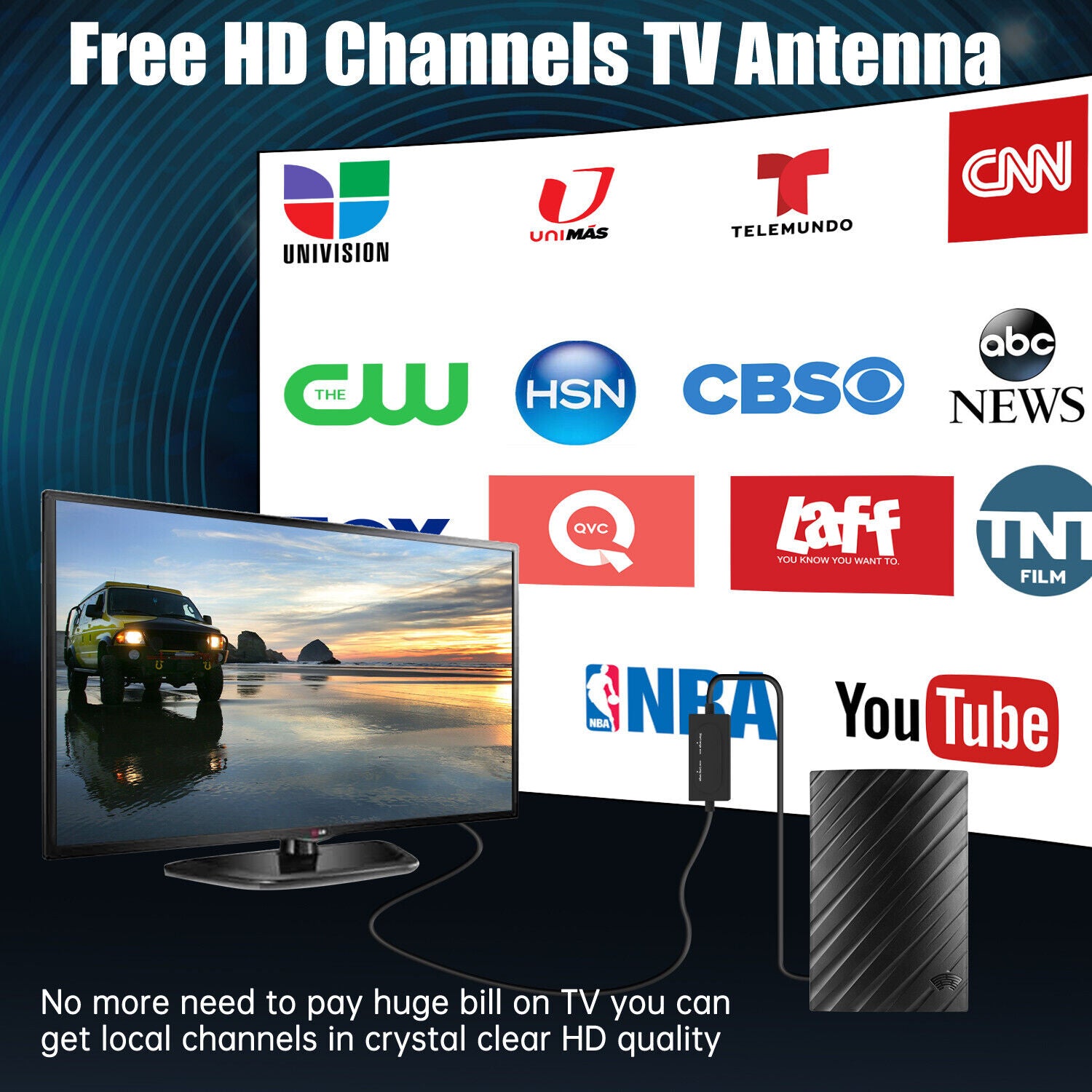 New 650 Miles Long Range Indoor HDTV 4K Digital Antenna
