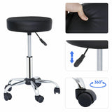 Adjustable Medical Spa Black 25" Padded Rolling Stool With Wheels