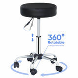 Adjustable Medical Spa Black 25" Padded Rolling Stool With Wheels