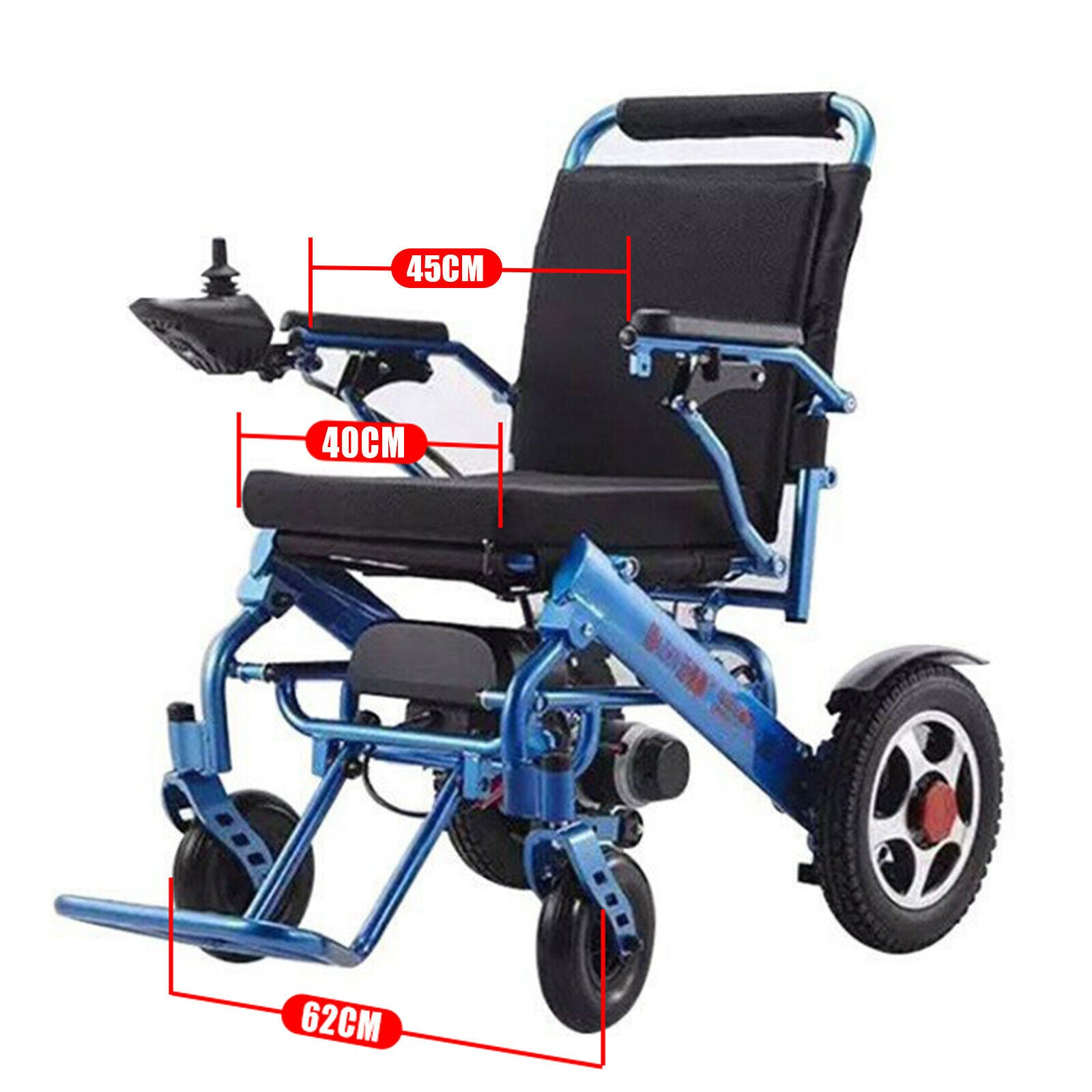 Foldable Electric Wheelchair Lightweight Motorised Power Wheel Chair For Elderly, Blue - Generu - Generu