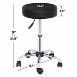 Adjustable Medical Spa Black 25" Padded Rolling Stool With Wheels