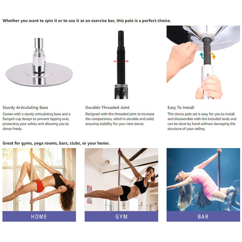 9FT Adjustable Portable Dance Pole Full Kit 45mm Fitness Dancing