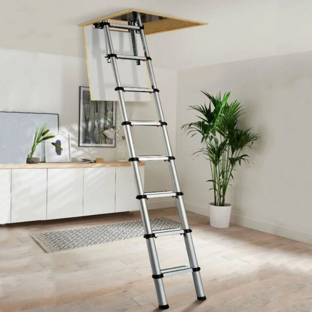 10.5ft Compact Telescoping Attic Access Folding Ladder Loft Stairs ...