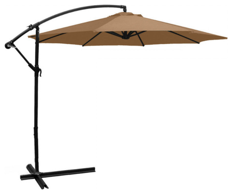 10FT  Hanging Outdoor Patio Umbrella W/ Cross Base